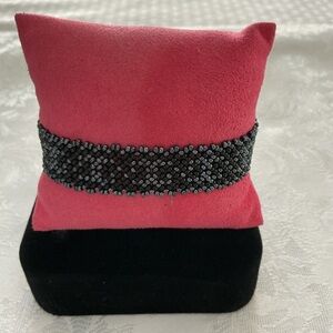 Black and Dark Gray Seed Bead Bracelet
